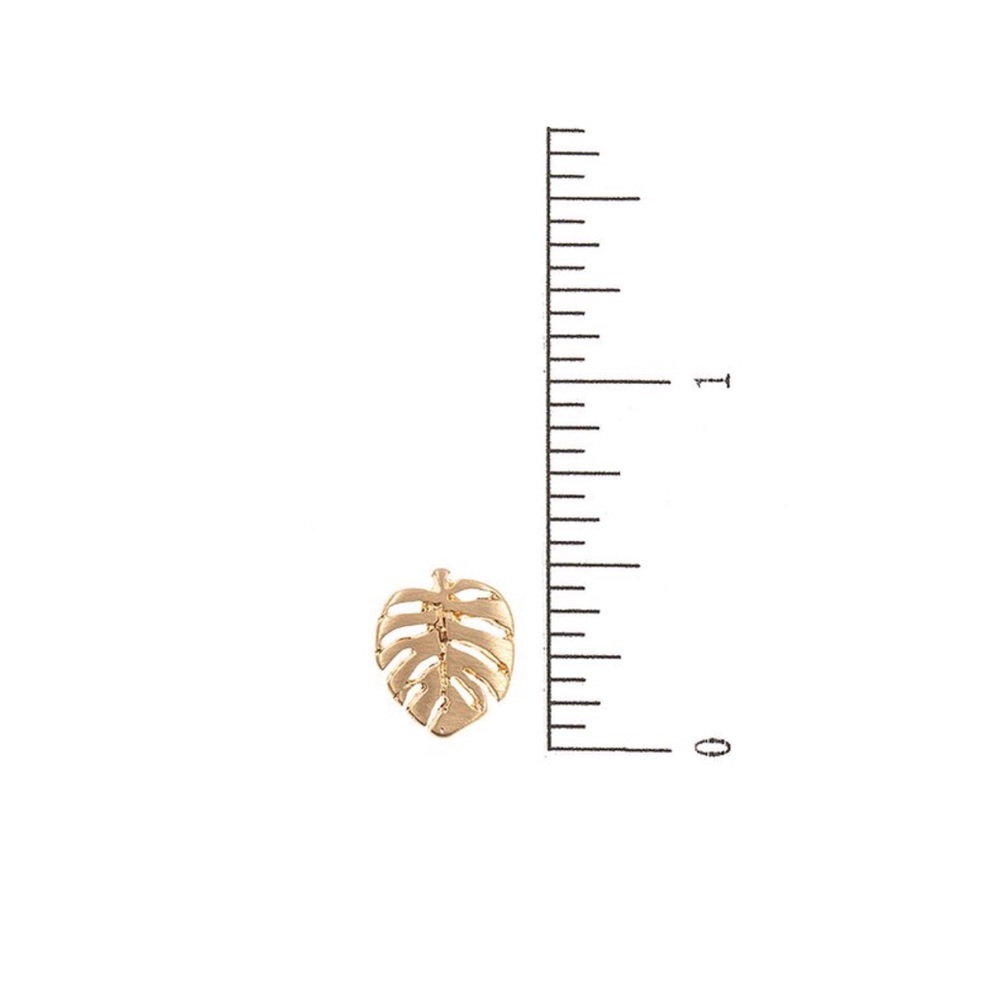 Rose Gold Monstera Palm Tropical Stud Earrings - Picture 2 of 2